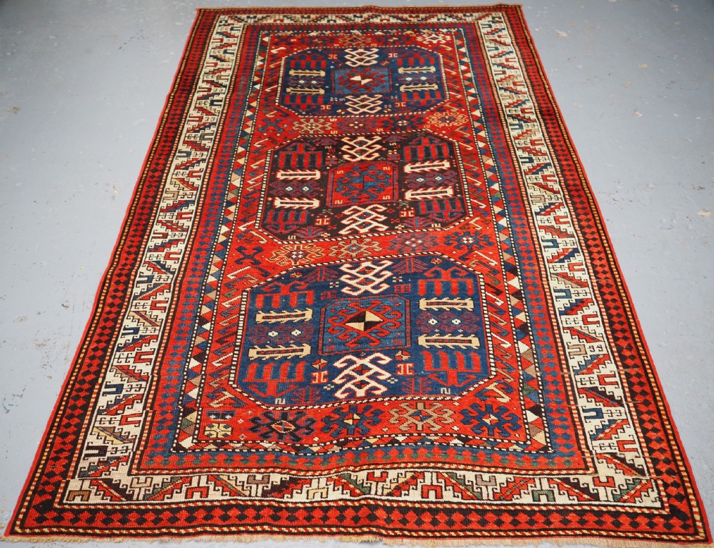 antique caucasian chajli rug superb colour circa 1890