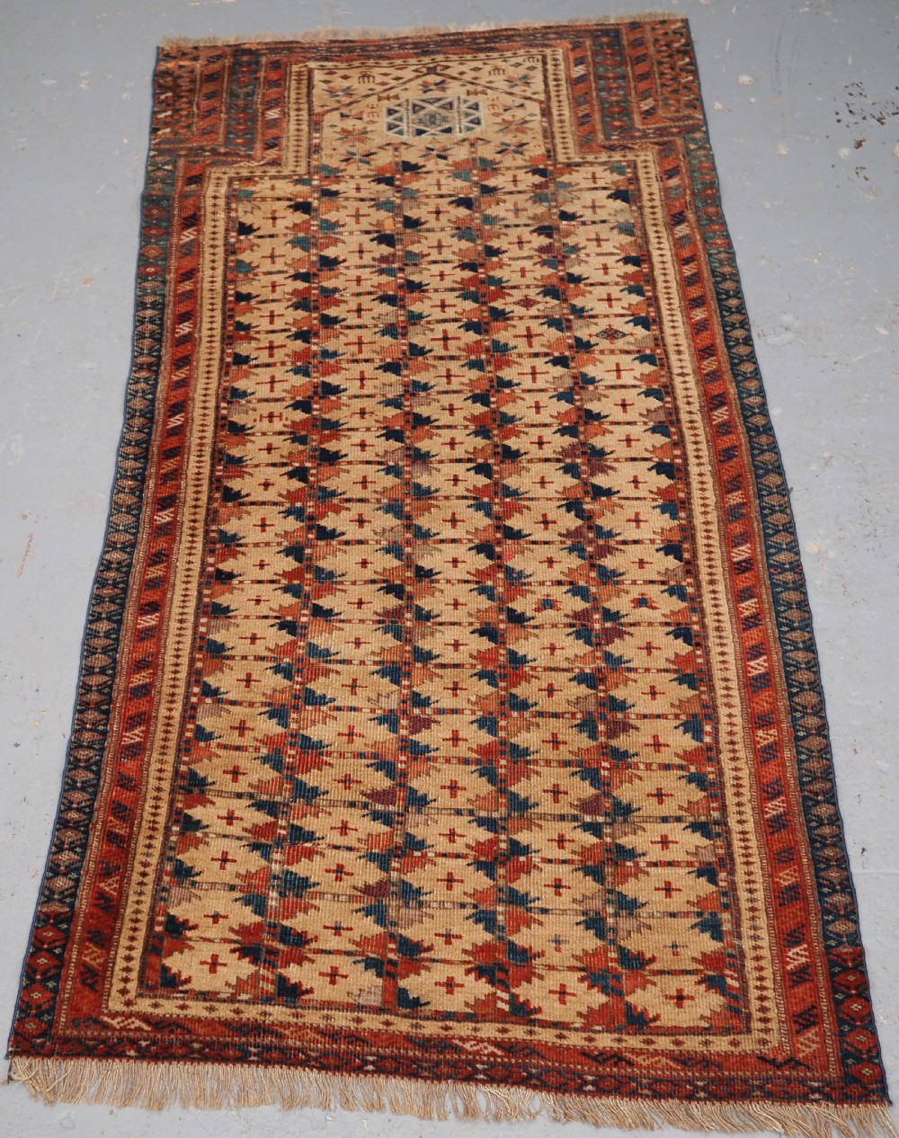 antique prayer rug by the ersari turkmen of scarce type circa 1890