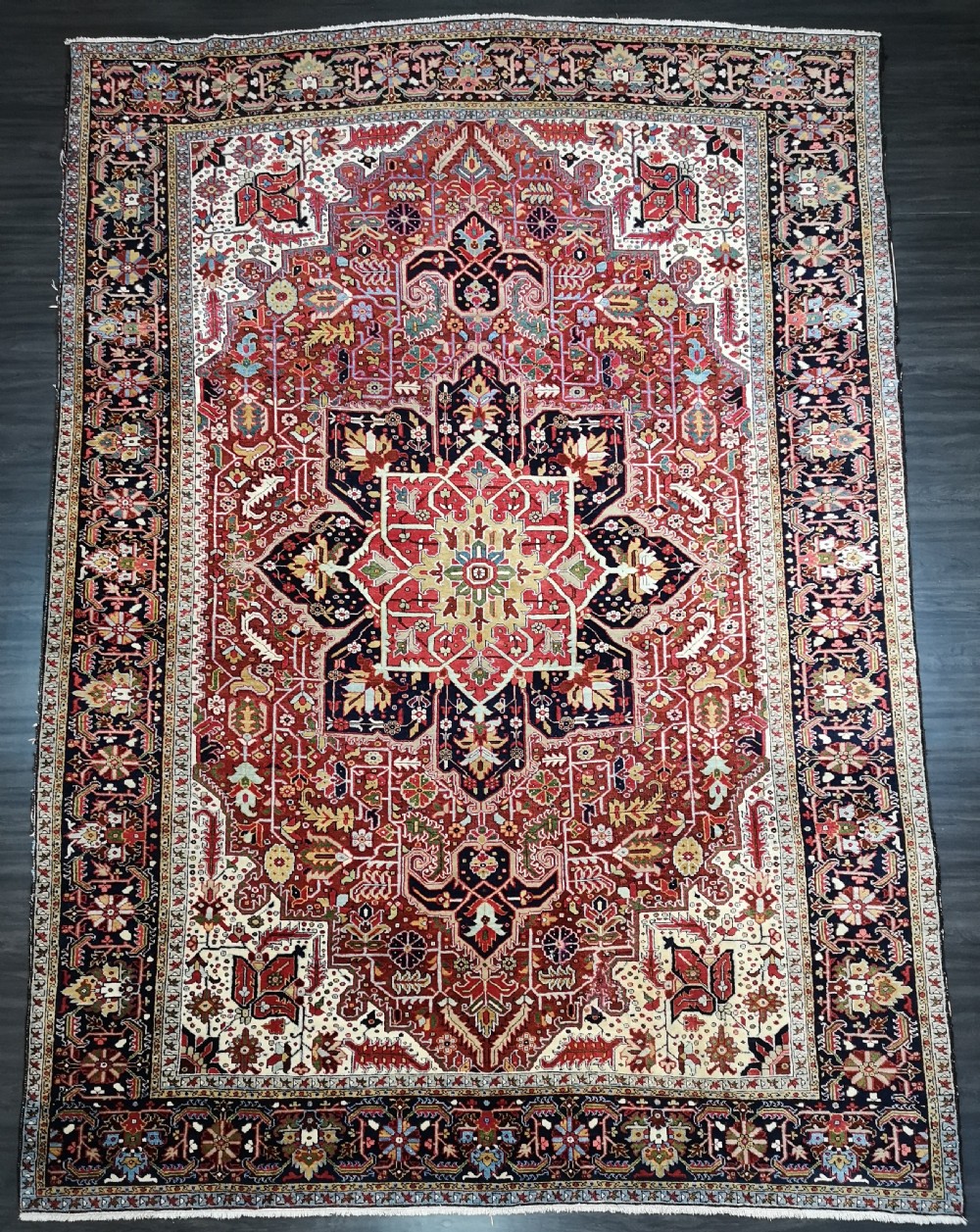 antique heriz carpet country house style with superb colour circa 1900