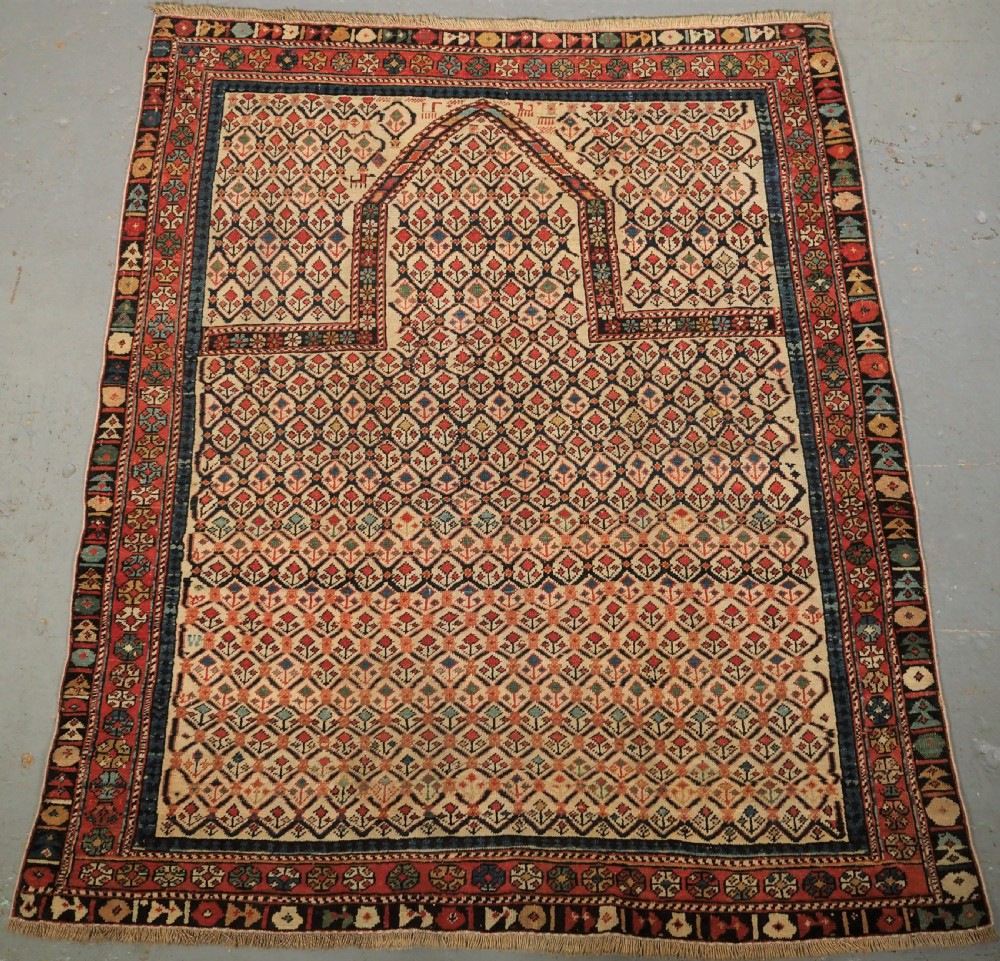 antique caucasian shirvan floral lattice prayer rug circa 1890