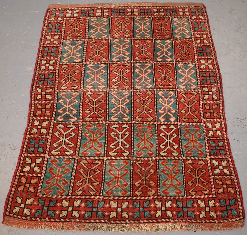 antique turkish bergama region rug unusual design circa 1890