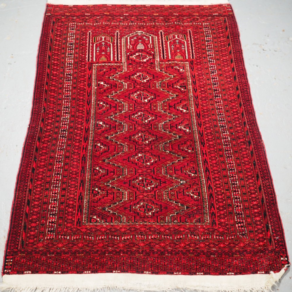 antique tekke trukmen prayer rug very fine weave scarce item circa 190020
