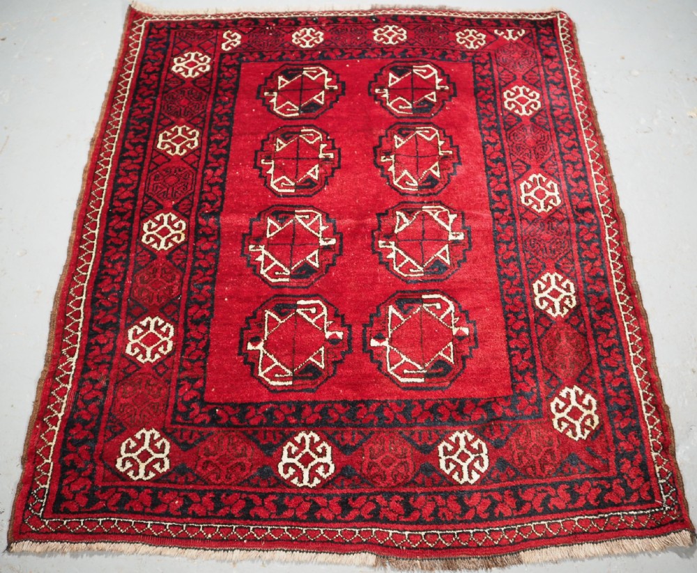 antique afghan village rug ersari gul design circa 1920