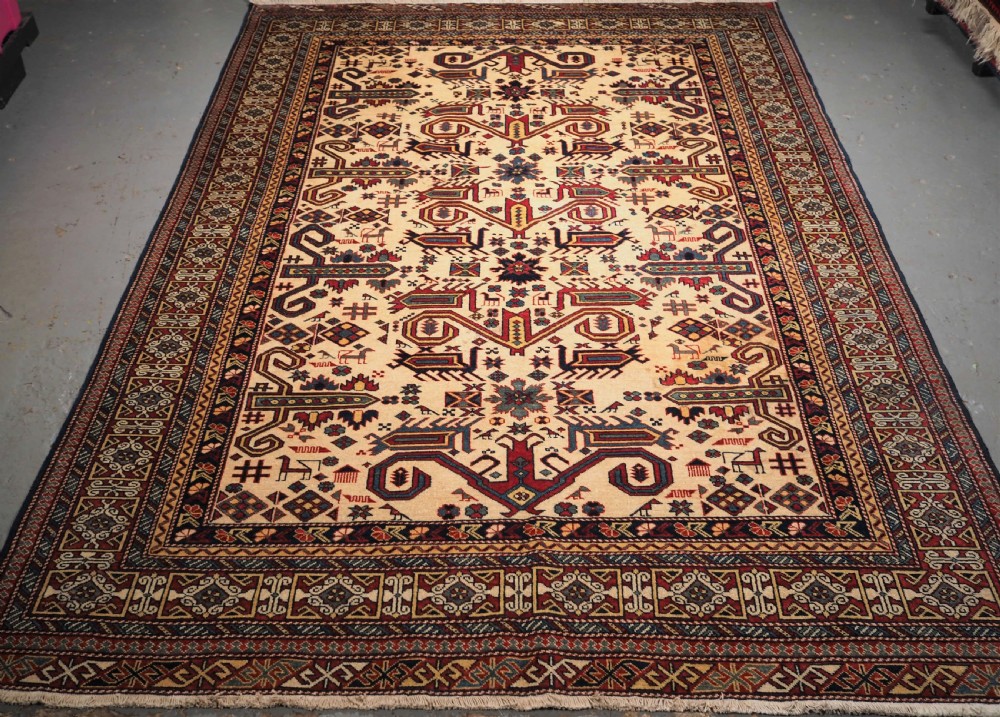old afghan kazak rug caucasian perepedil design about 20 years old