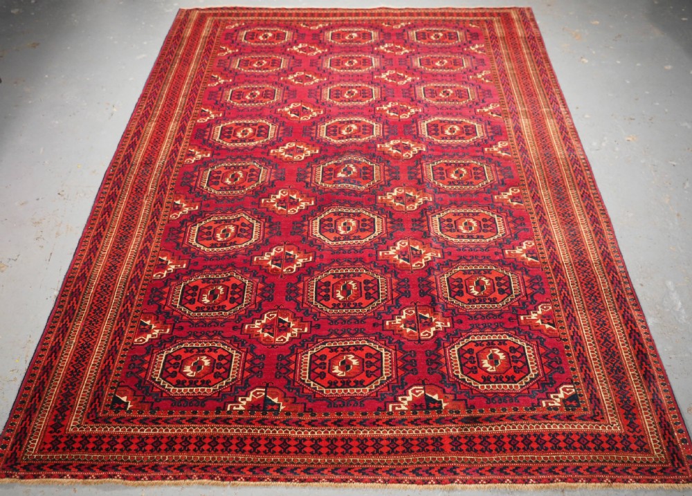 antique tekke turkmen rug with salor turreted guls circa 1900