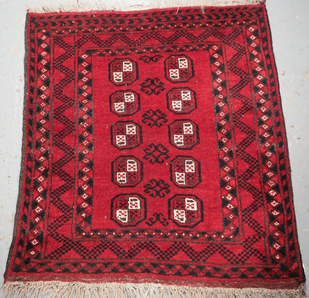 old afghan village rug of small mat size circa 1930