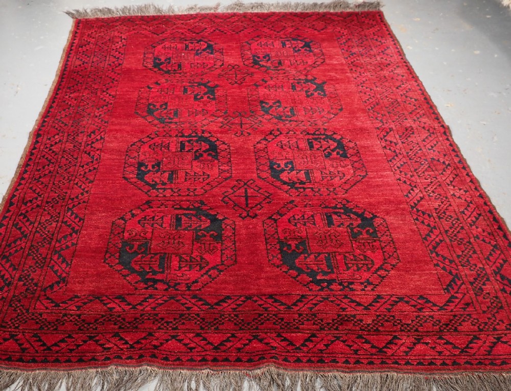 old afghan village rug with ersari turkmen gul design circa 1920