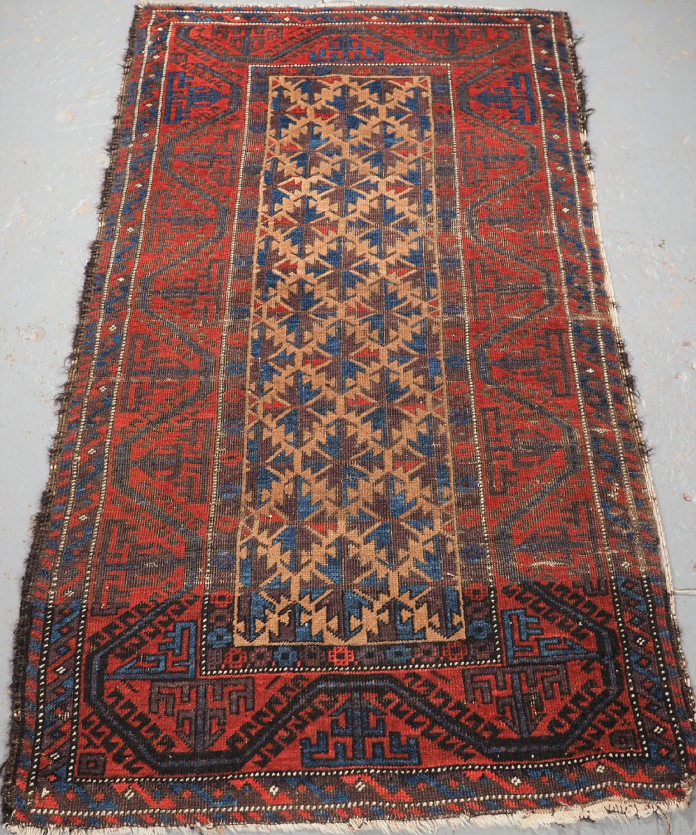 antique tribal baluch rug with superb colour circa 1880