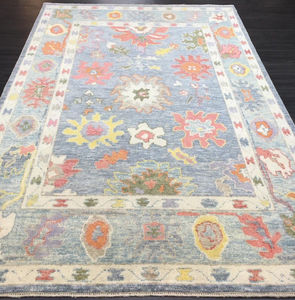 turkish oushak village carpet hand knotted in traditional design 278 x 192cm