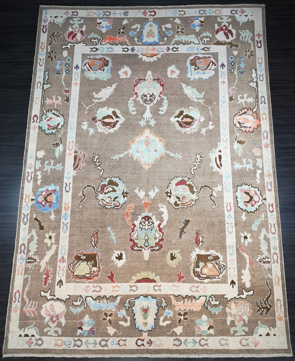 turkish oushak village carpet hand knotted in traditional design 413 x 291cm