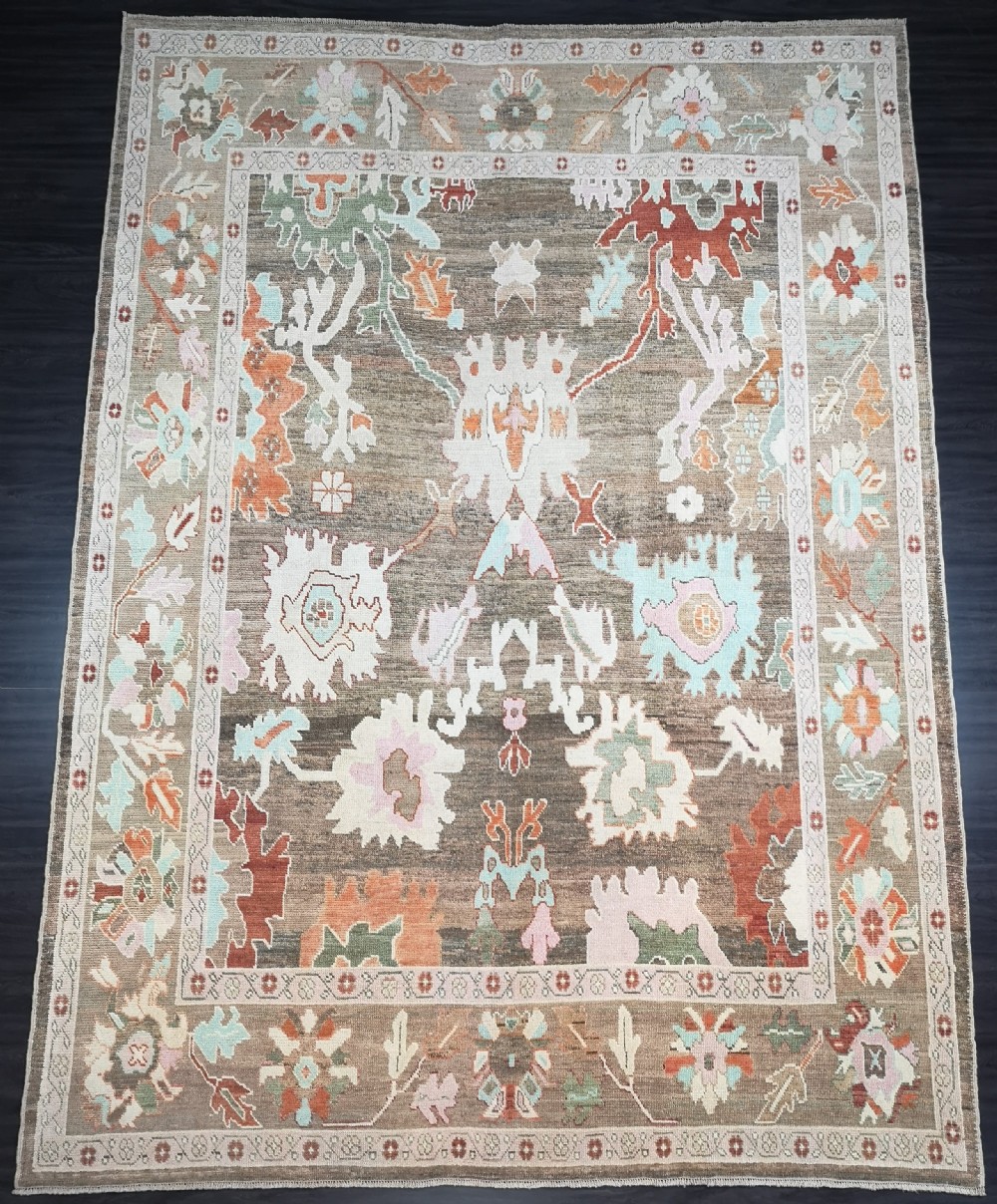 turkish oushak village carpet hand knotted in traditional design 380 x 280cm