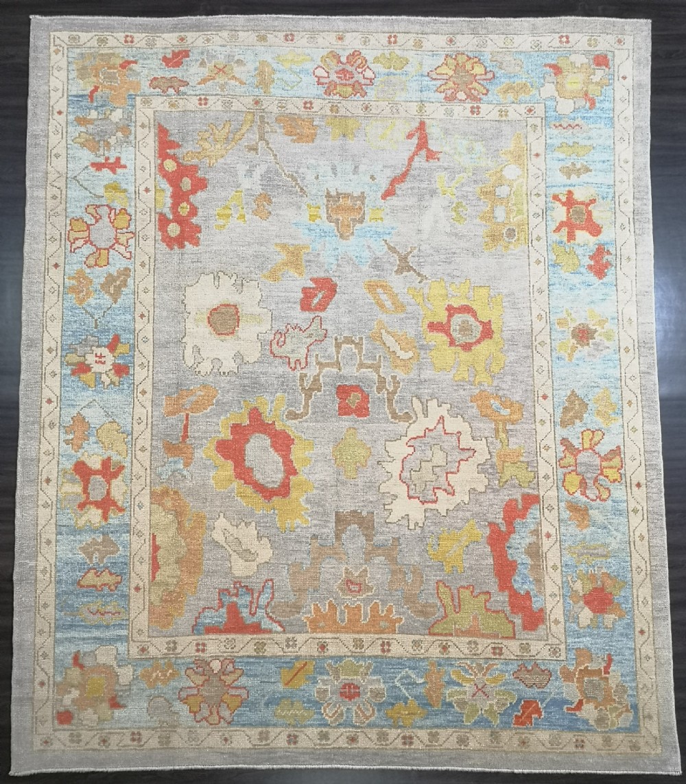 turkish oushak village carpet hand knotted in traditional design 286 x 244cm