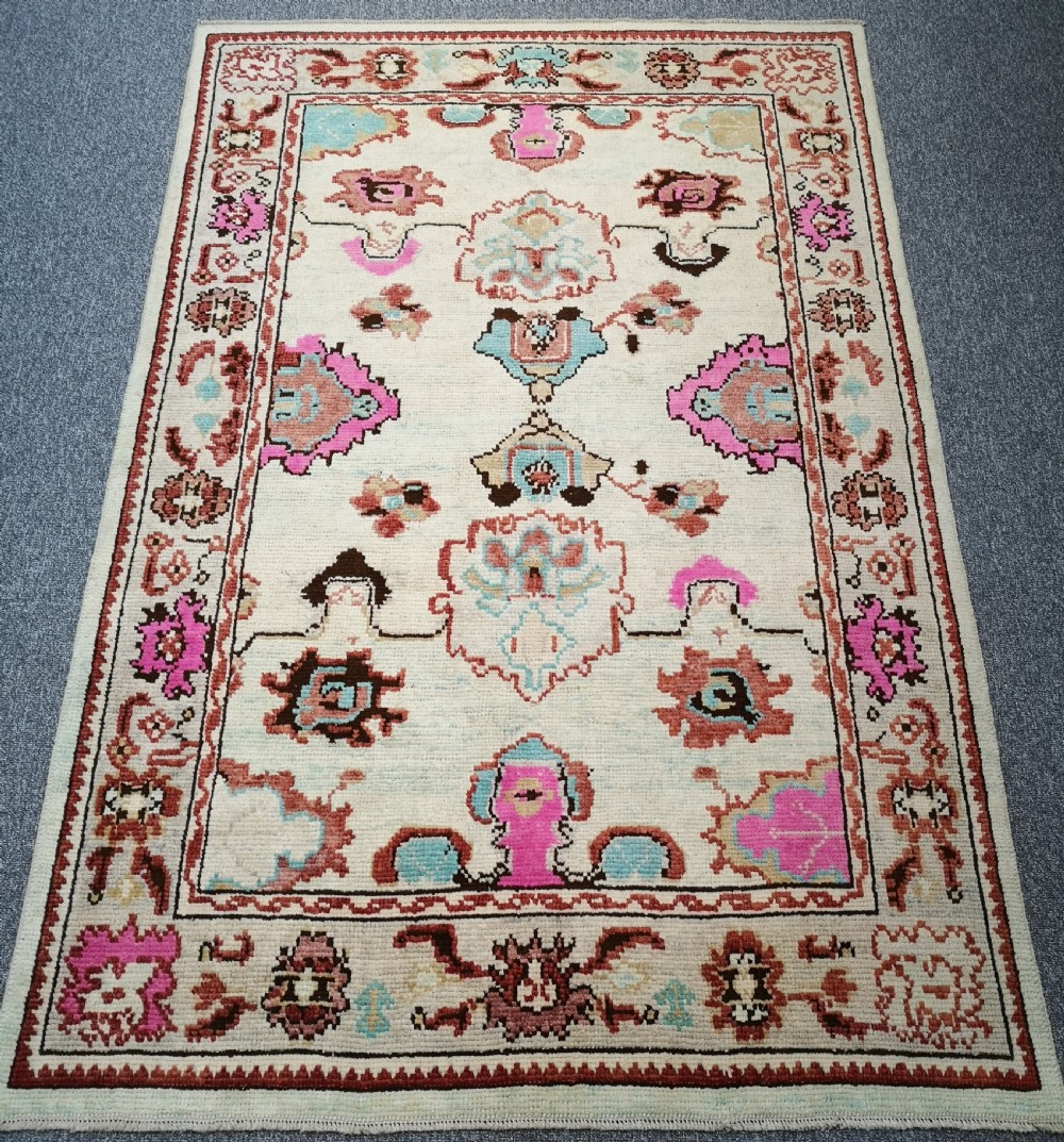 turkish oushak village rug hand knotted with traditional design 244 x 164cm