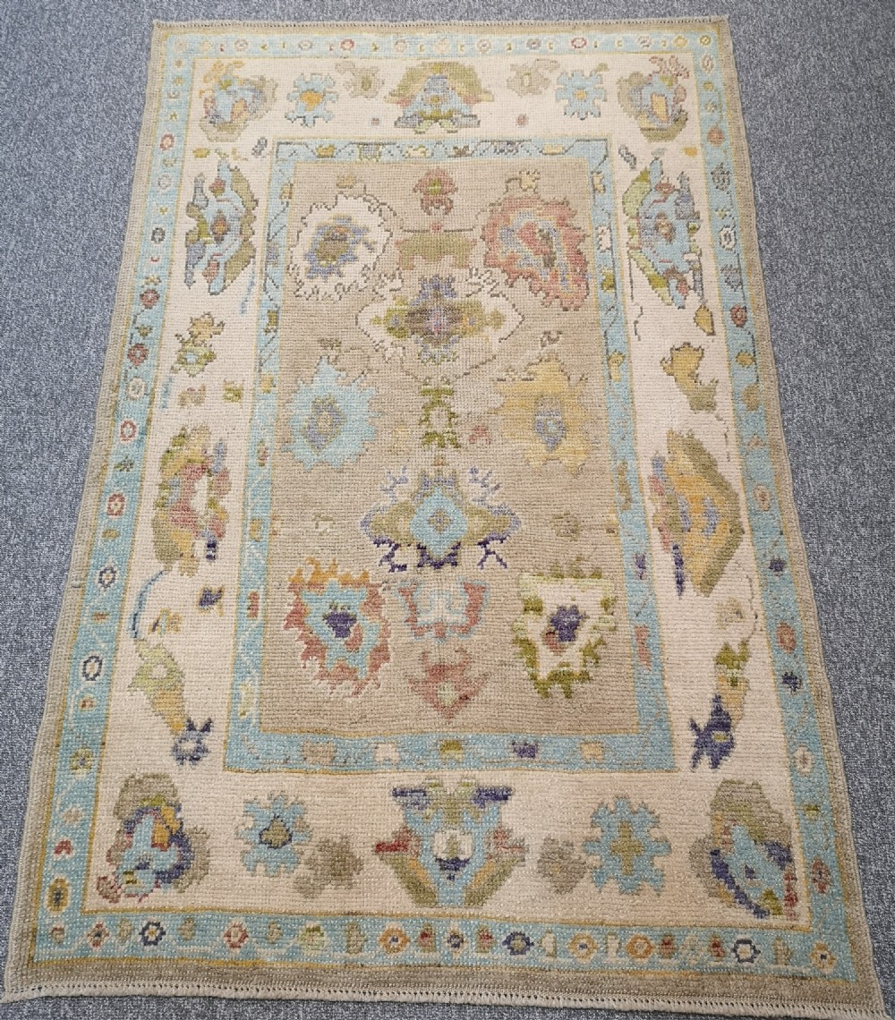 turkish oushak village rug hand knotted with traditional design 190 x 122cm