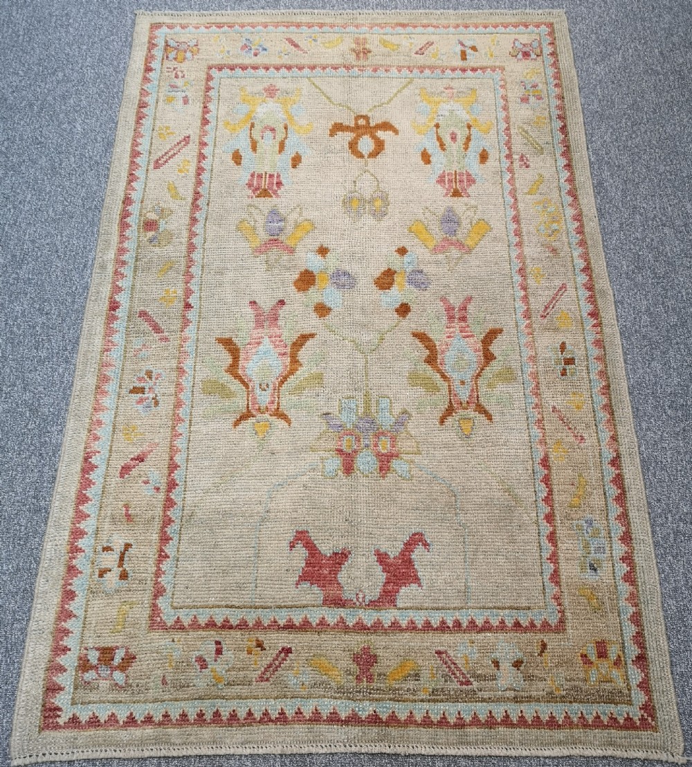 turkish oushak village rug hand knotted with traditional design 190 x 126cm