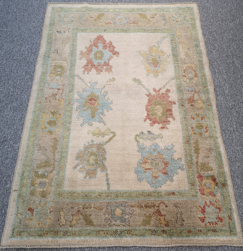 turkish oushak village rug hand knotted with traditional design 188 x 130cm