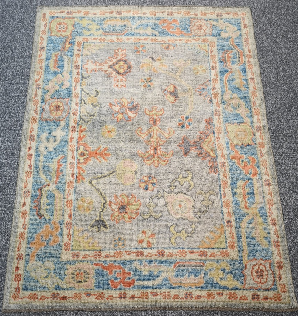turkish oushak village rug hand knotted with traditional design 172 x 132cm