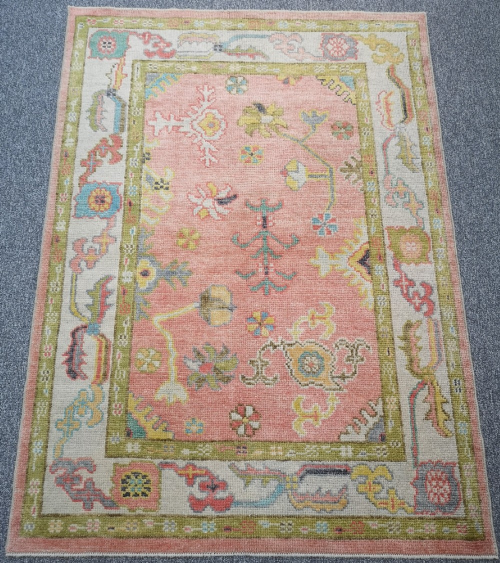 turkish oushak village rug hand knotted with traditional design 182 x 133cm