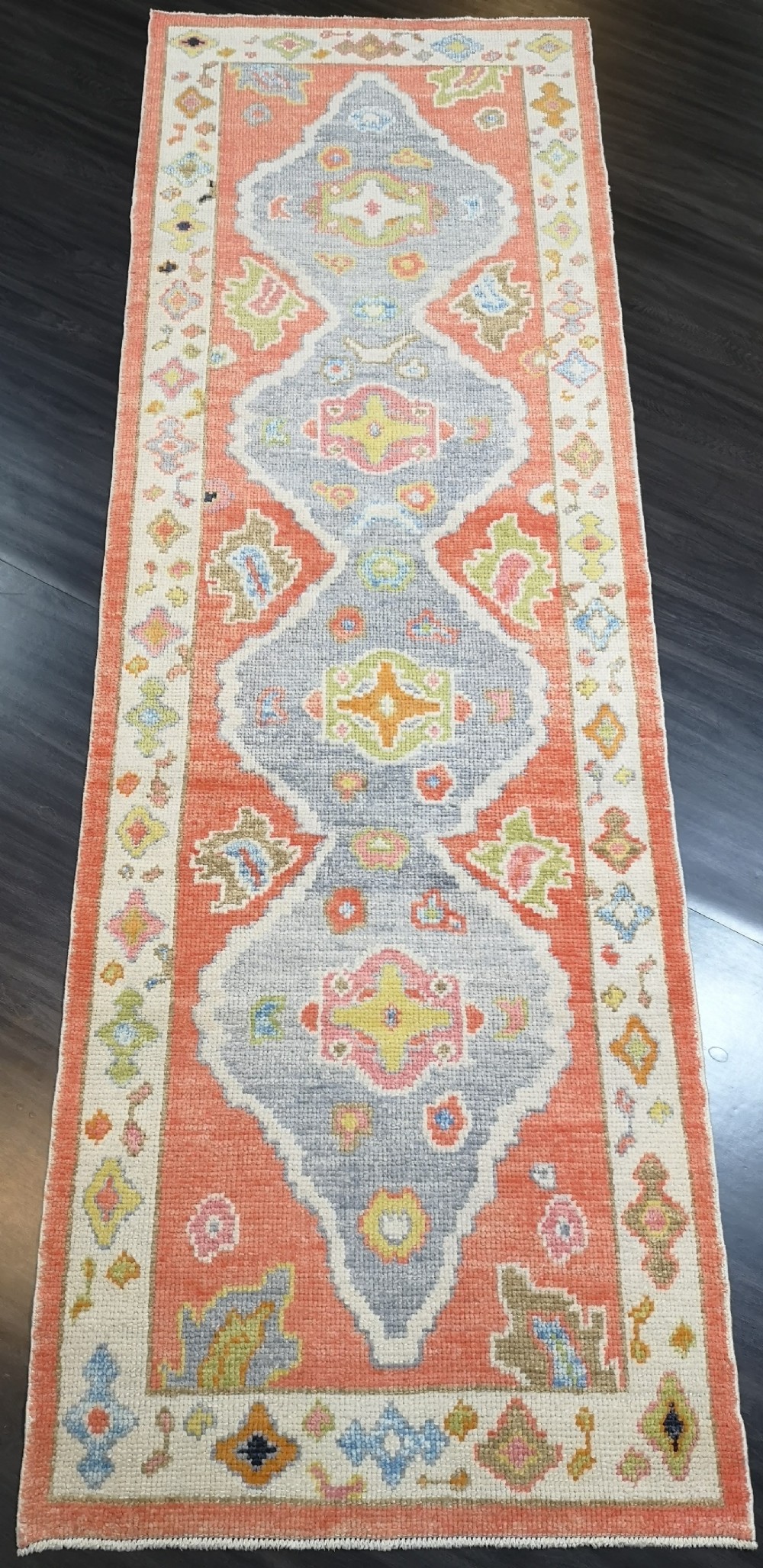 turkish oushak village runner hand knotted with traditional design 290 x 98cm