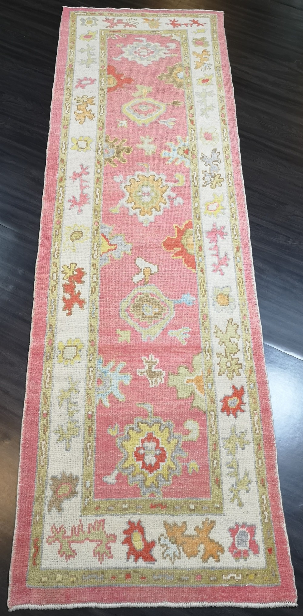 turkish oushak village runner hand knotted with traditional design 288 x 92cm