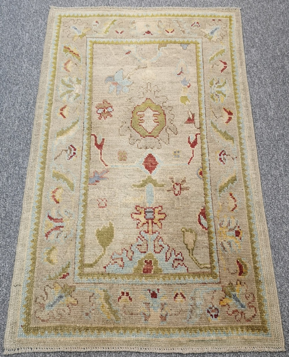 turkish oushak village rug hand knotted with traditional design 160 x 96cm
