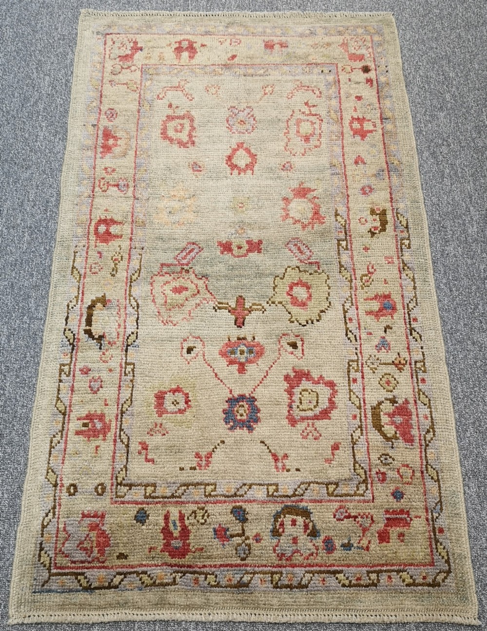 turkish oushak village rug hand knotted with traditional design 162 x 93cm