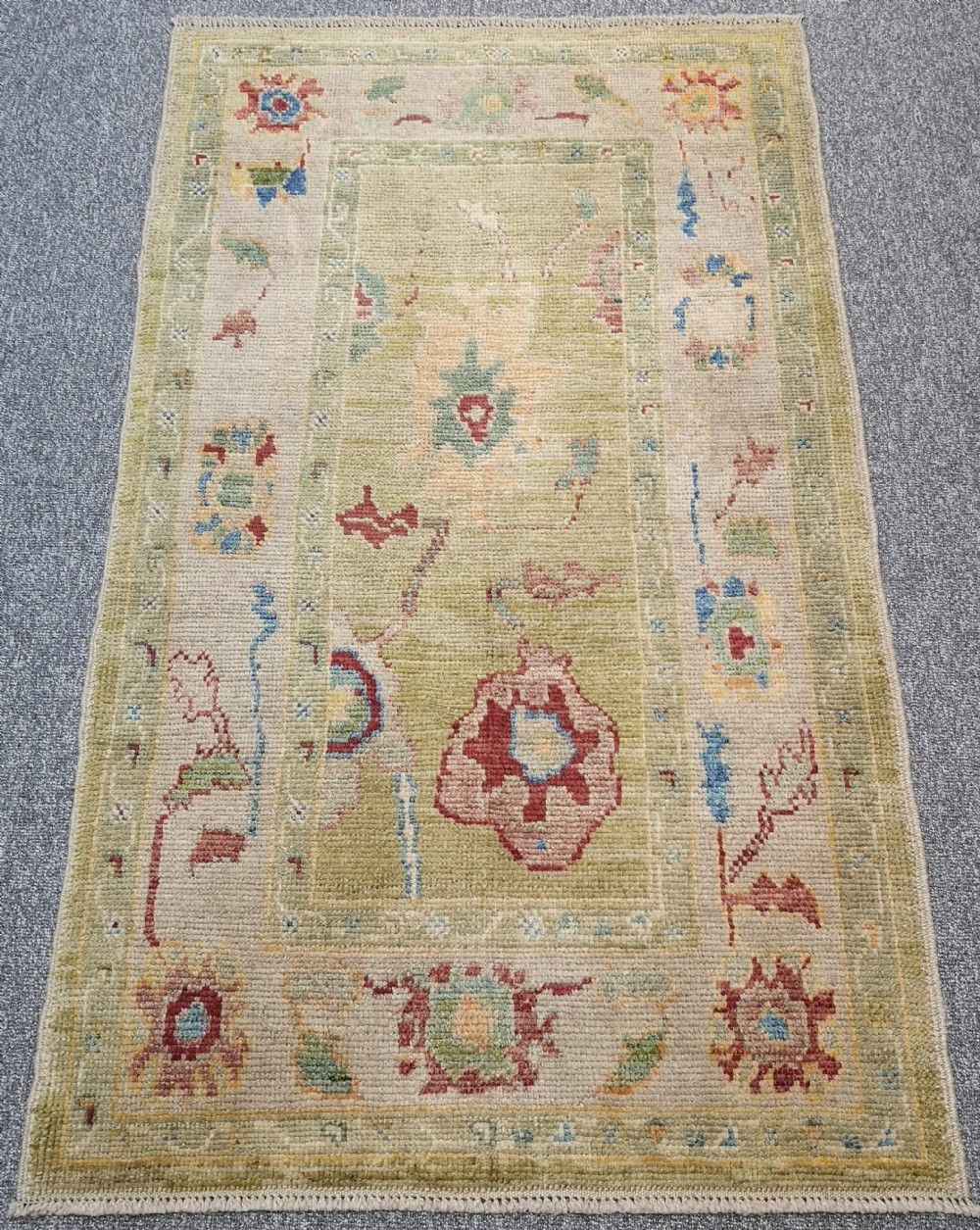 turkish oushak village rug hand knotted with traditional design 165 x 96cm