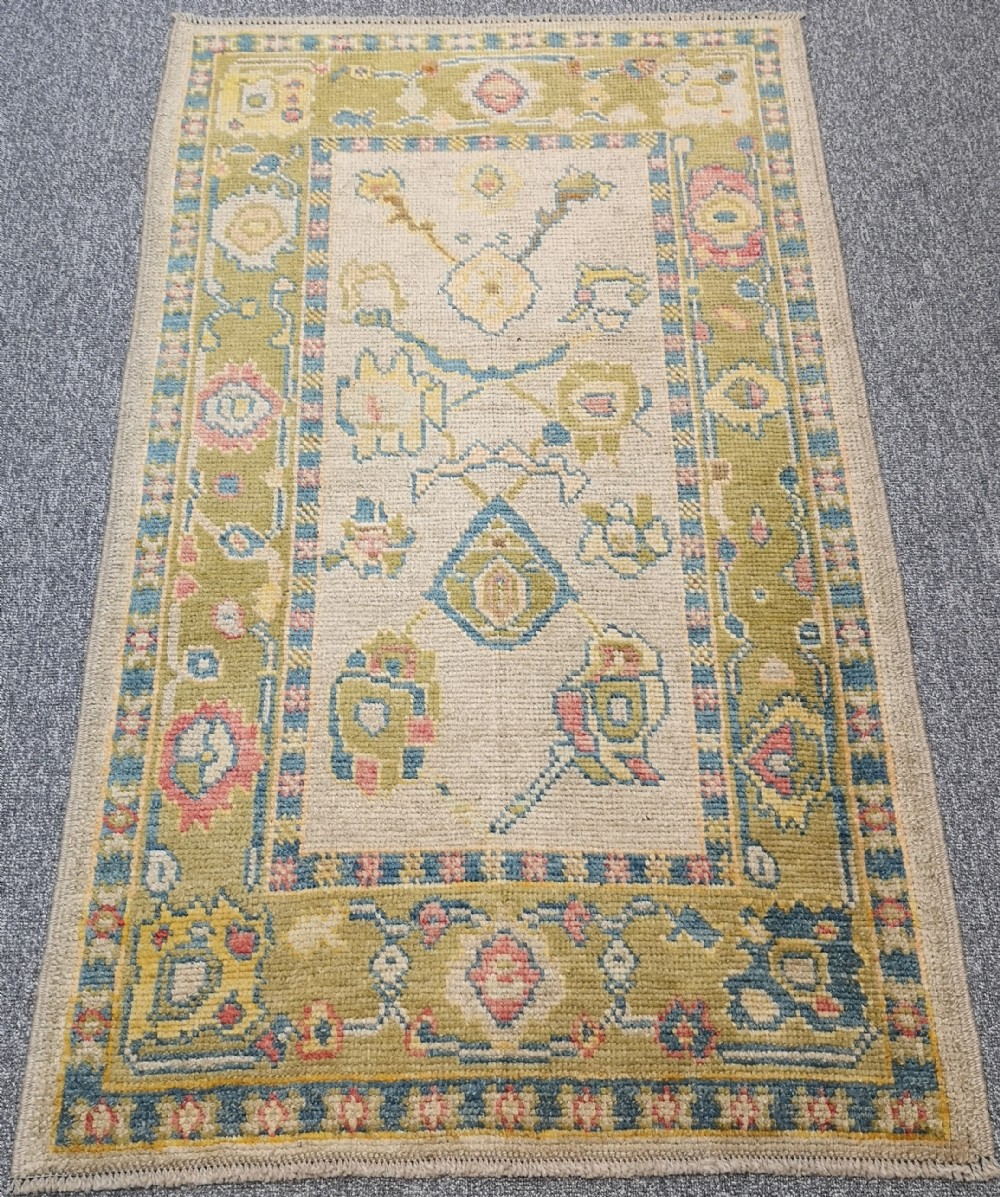 turkish oushak village rug hand knotted with traditional design 157 x 95cm