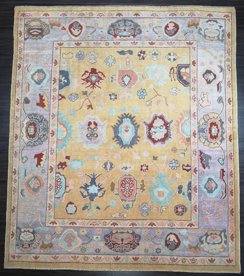 turkish oushak village carpet hand knotted in traditional design 330 x 287cm