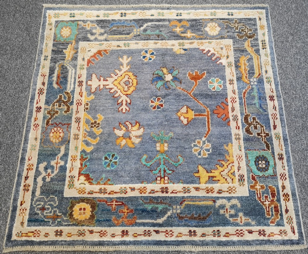 turkish oushak village rug hand knotted with traditional design 125 x 125cm