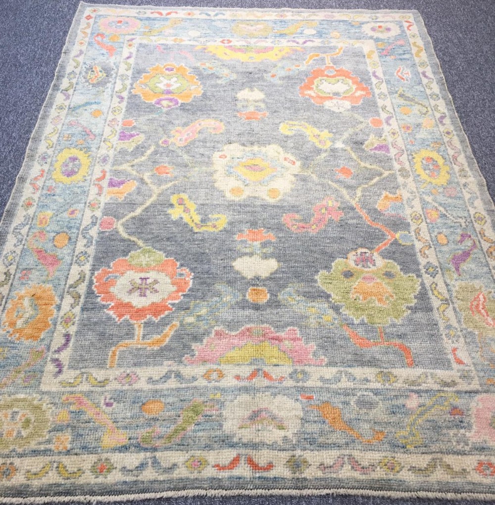 turkish oushak village rug hand knotted with traditional design 210 x 157cm