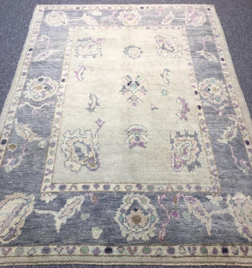 turkish oushak village rug hand knotted with traditional design 213 x 155cm