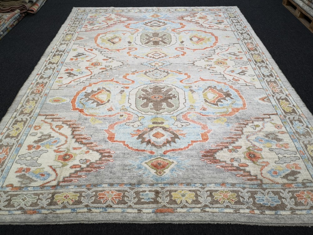 turkish oushak village carpet hand knotted in traditional design 370 x 279cm