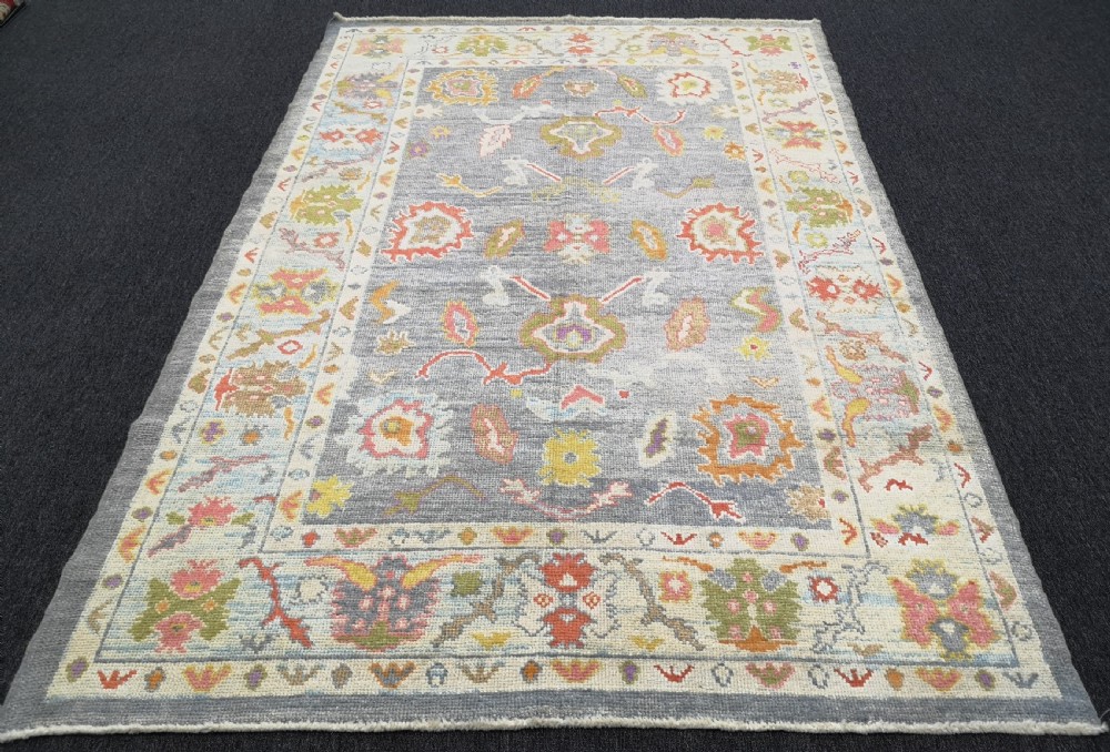 turkish oushak village carpet hand knotted in traditional design 268x 179cm