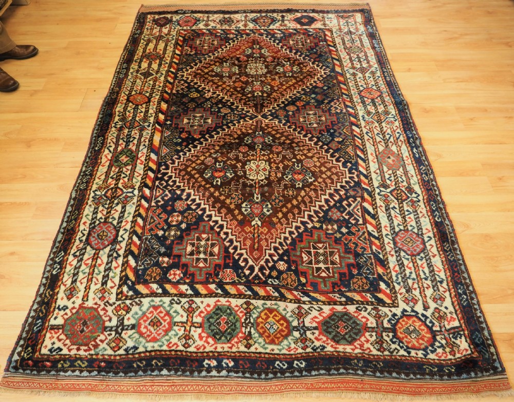 antique shekarlu qashqai rug with classic design circa 1890