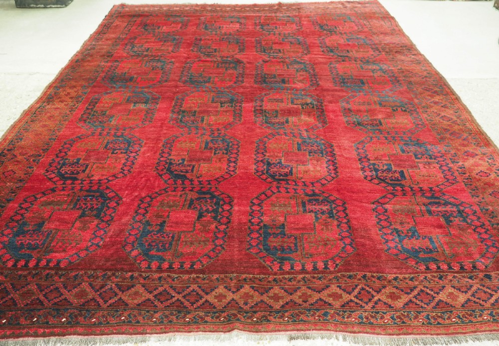 antique afghan ersari village carpet superb colour large size circa 1900
