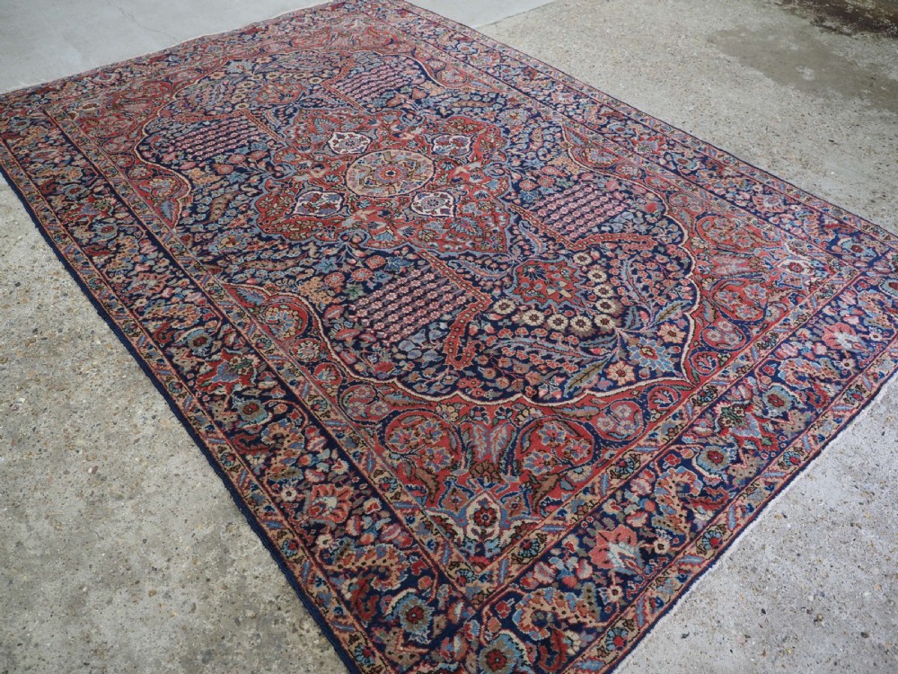 antique tabriz carpet traditional design small room size circa 1920