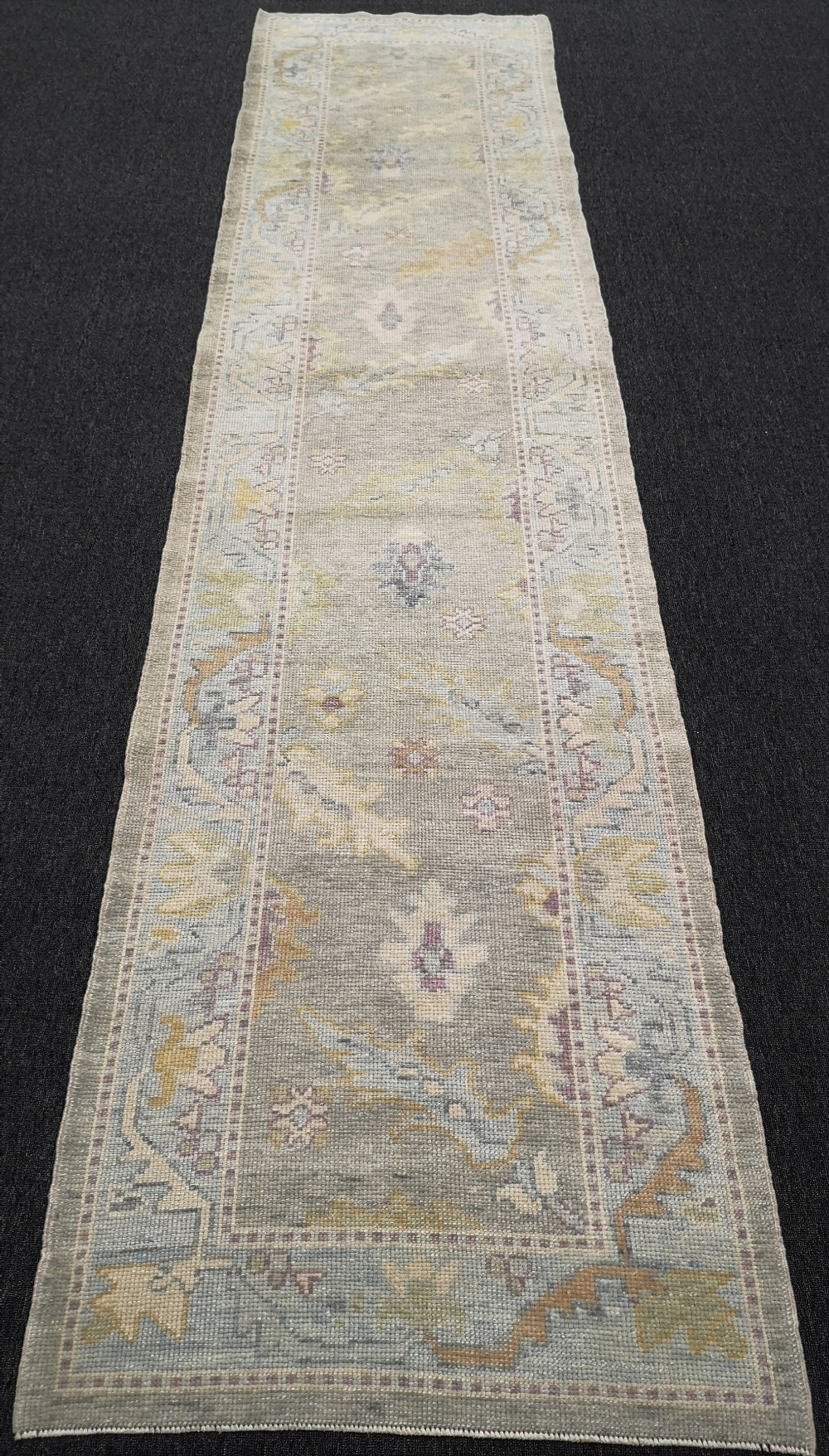 turkish oushak village runner hand knotted with traditional design 387 x 91cm