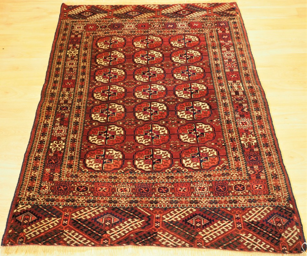 antique tekke turkmen rug very unusual border circa 1880