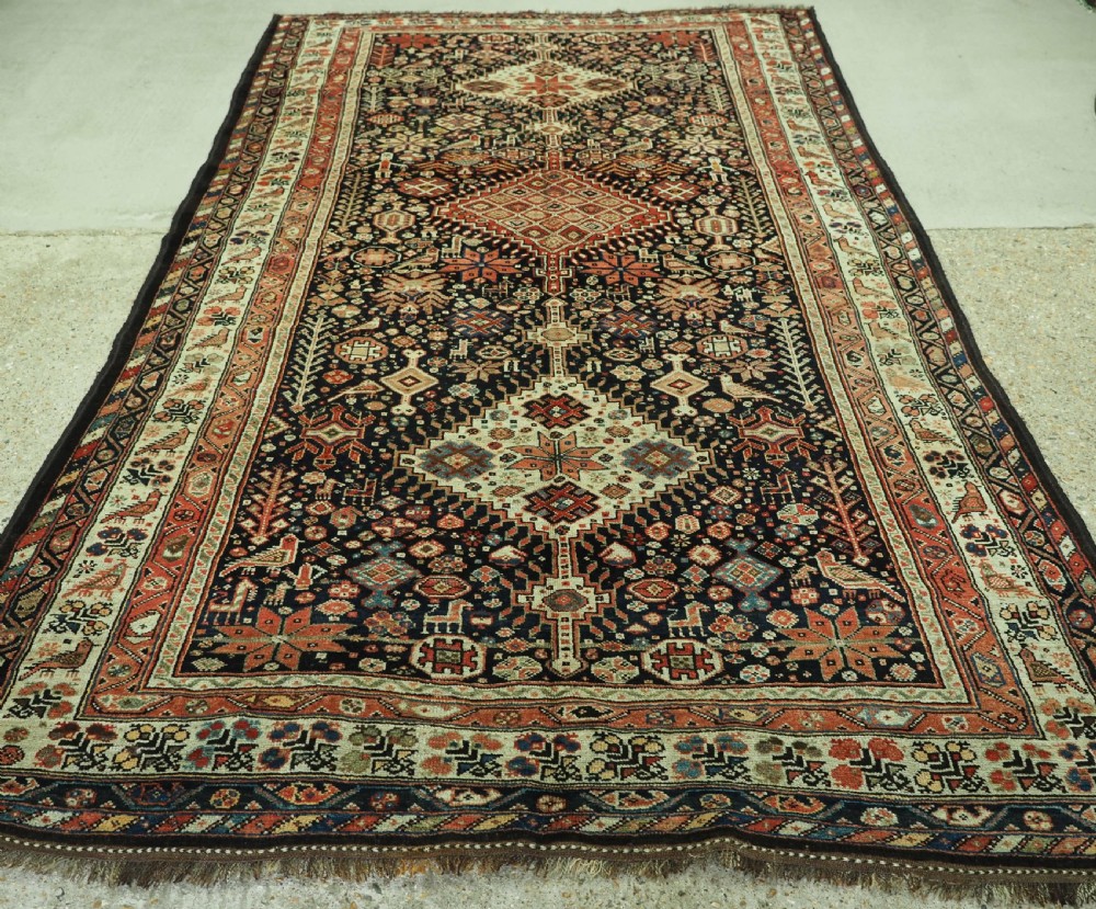 antique luri tribal carpet outstanding example with many tribal elements circa 1880