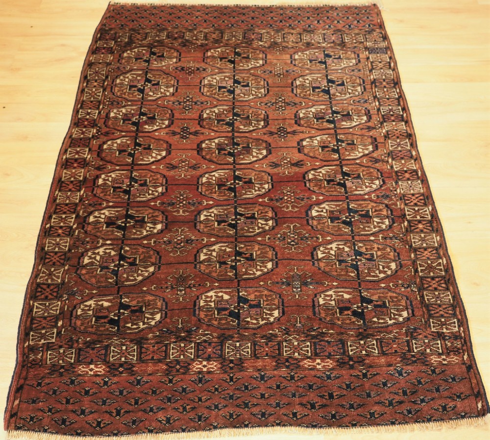 antique tekke turkmen 'dip khali' rug large guls good colour circa 1890