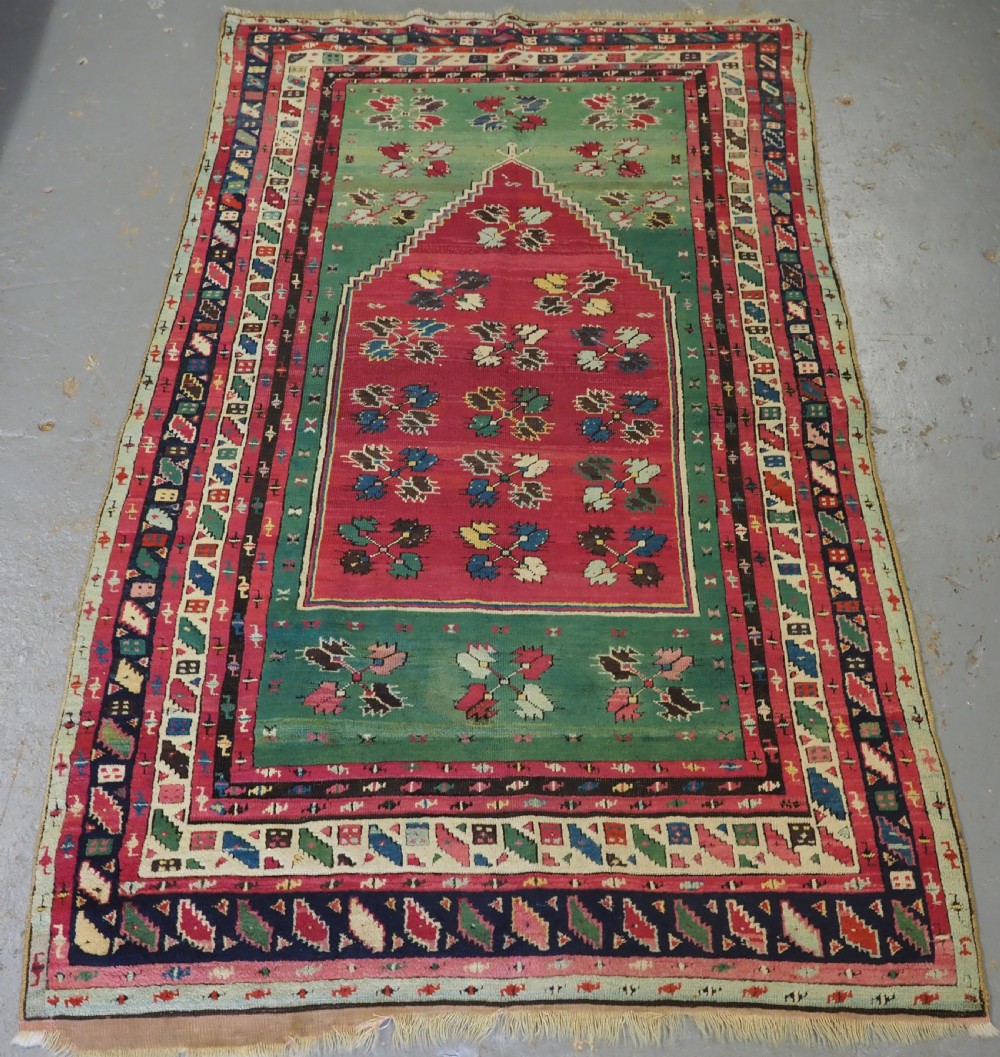 antique turkish kirsehir prayer rug superb colour 2nd half 19th century