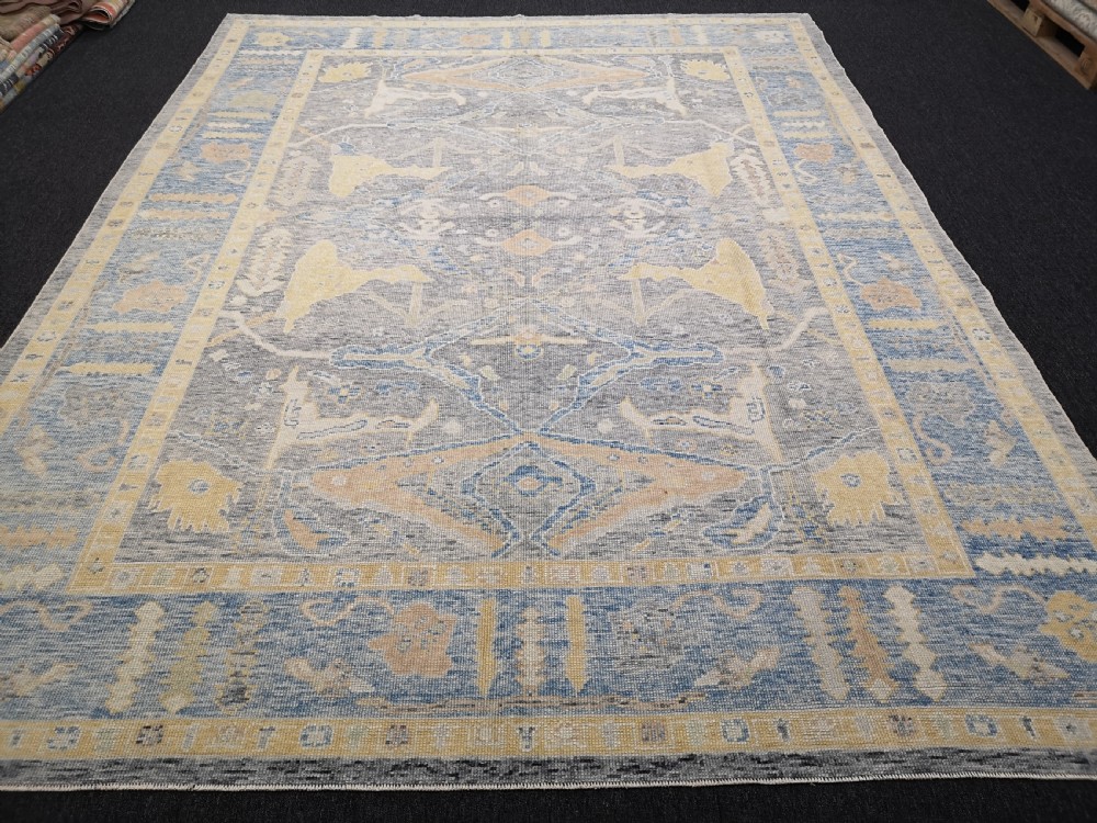 turkish oushak village carpet hand knotted in traditional design 360 x 273cm