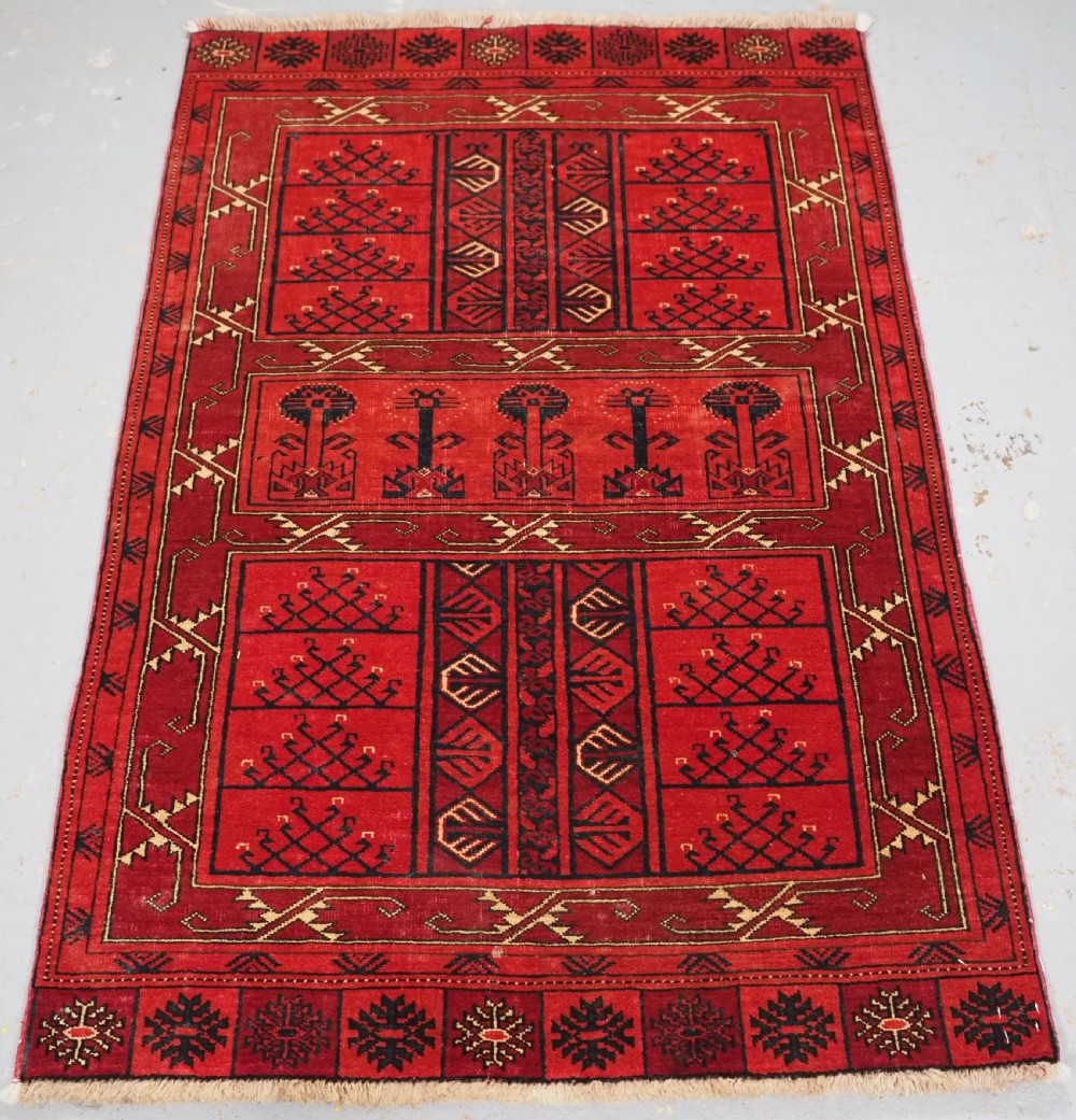 old afghan taghan purdah ensi rug tree design circa 1920