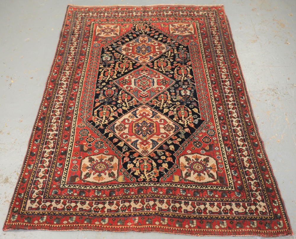 antique tribal qashqai rug outstanding colour condition circa 1900