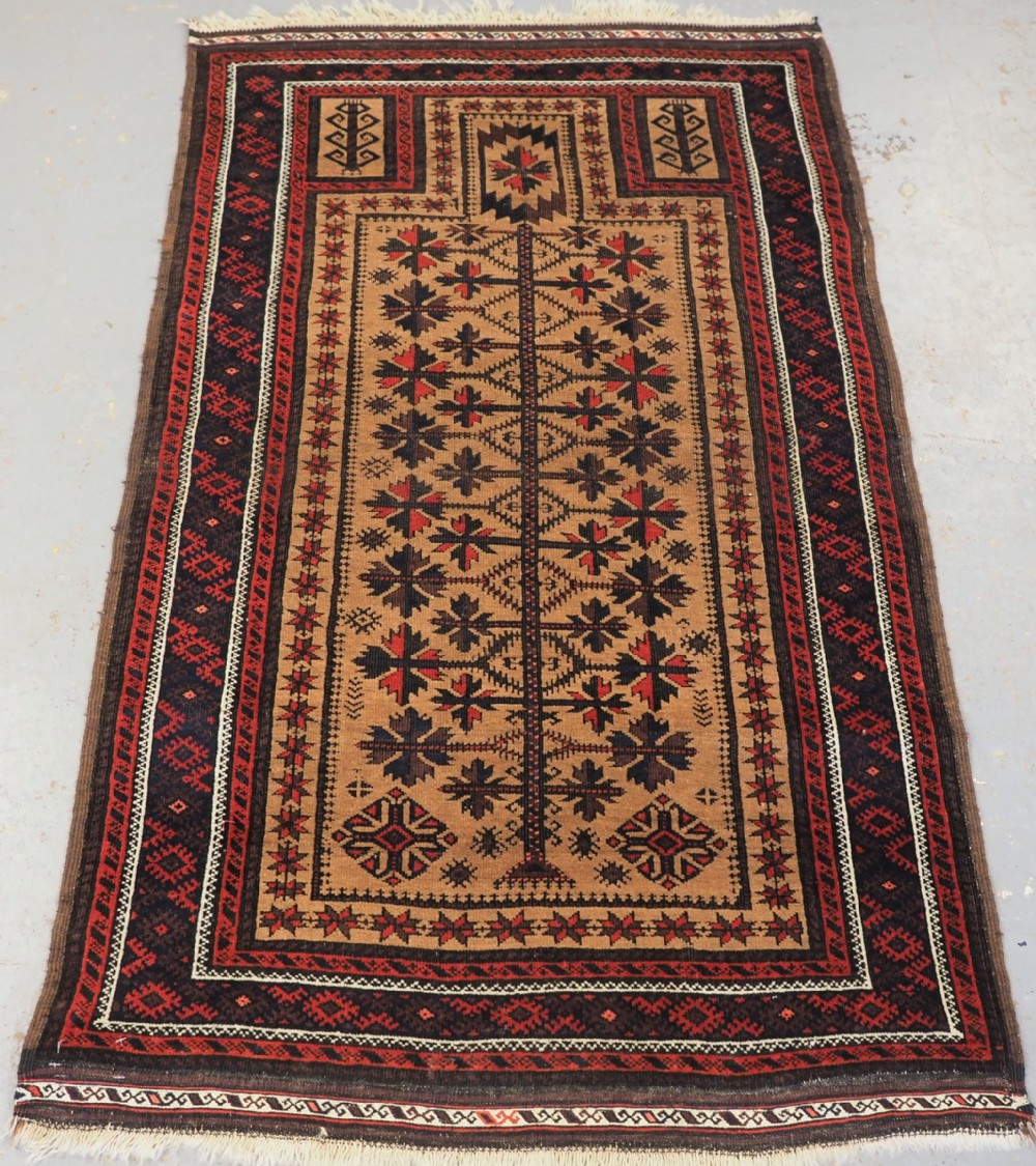 antique baluch prayer rug 'sarakhs' baluch camel ground late 19th century