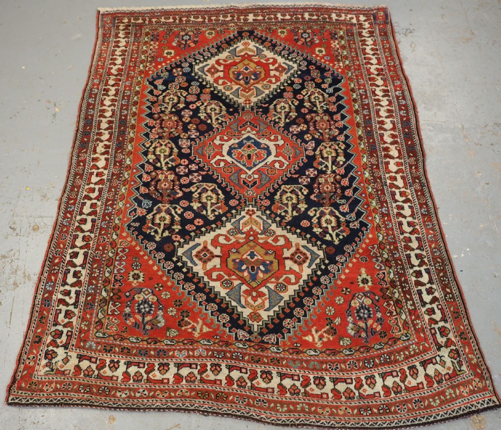 antique tribal qashqai rug small size classic design circa 1900