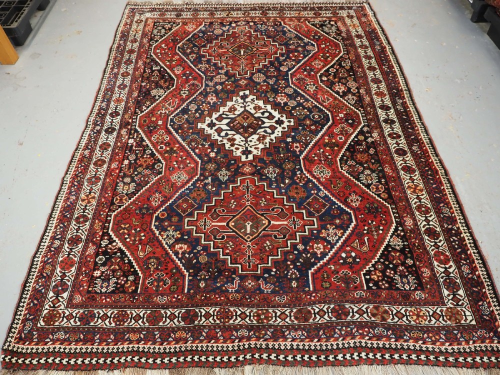 antique tribal rug shiraz region outstanding condition dated 1921
