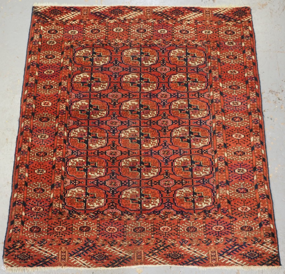 antique tekke turkmen 'wedding' dowry rug small square size circa 1900