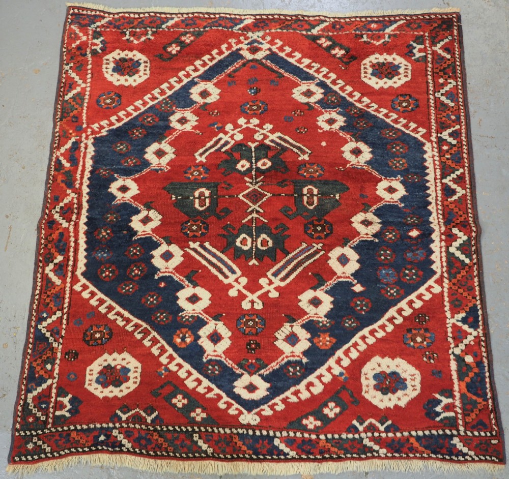 antique turkish kiz bergama rug of small square size circa 1880